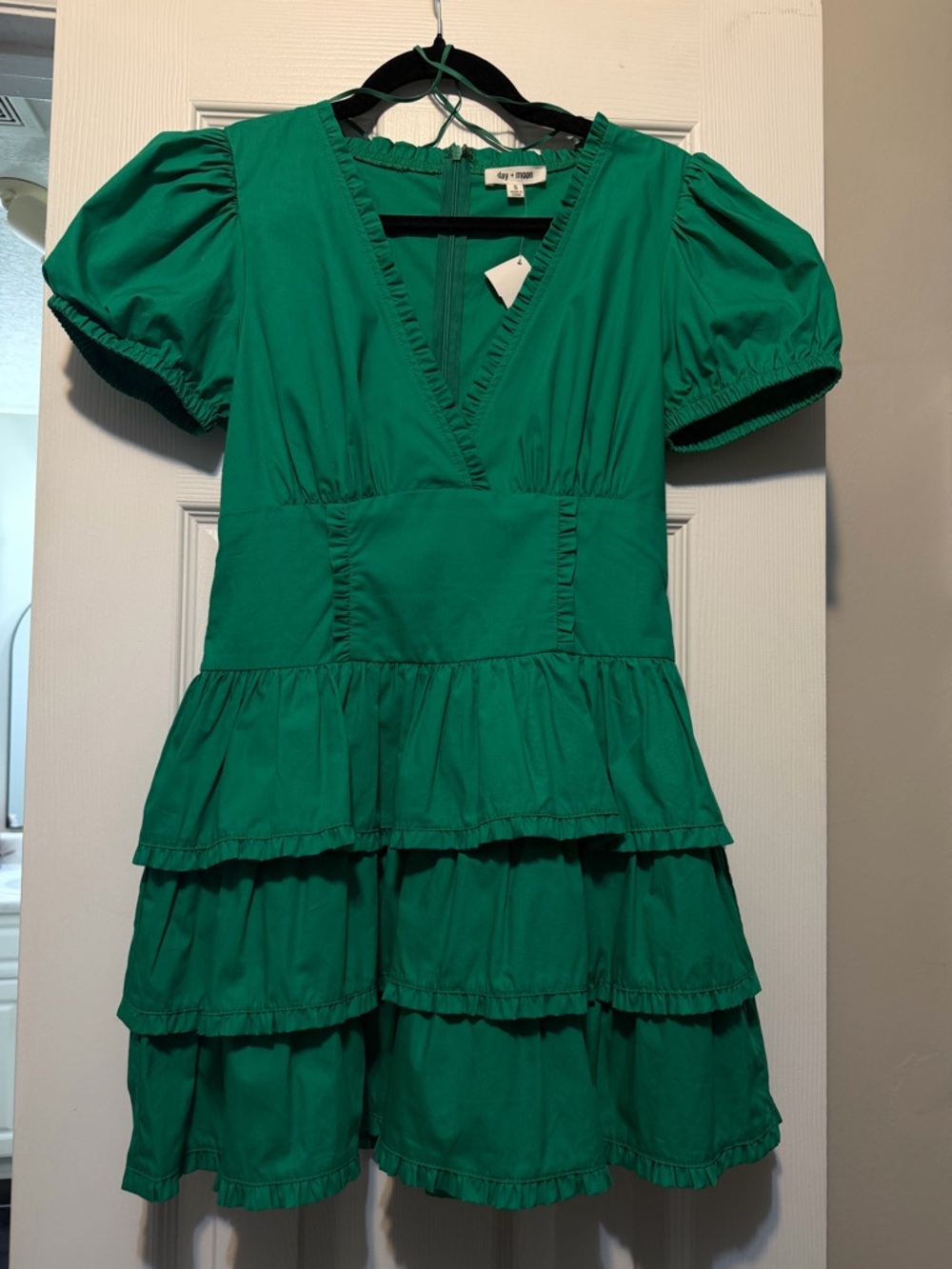 Wayf Green Tiered Mini Dress Jumpsuit